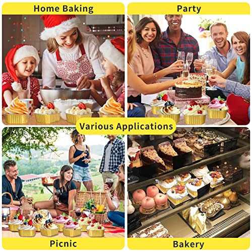 40 Pack 10oz Mini Cake Pans with Lids,Gold Aluminum Foil Cake Tins - color: Gold, size: 40 Pack 10oz