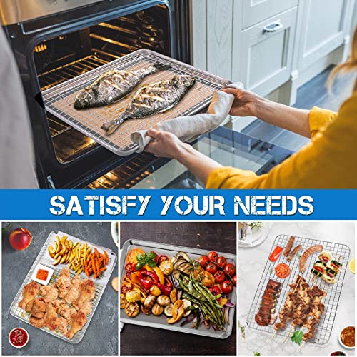 P&P CHEF 16 x 12 x 1 Inch Toaster Oven Pan Tray with Rack and Mat - 3Pcs - size: 16 x 12 x 1 Inch