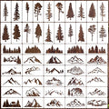 Mountain Stencils Wood Burning Stencils 4"x2" - style: Mountain Tree 4"/50p