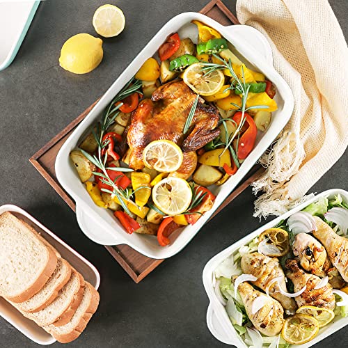Sweejar Casserole Dishes for Oven, Ceramic Bakeware Set of 3, Lasagna Pan Deep with Handle, Rectangular Baking Pan Set, 9x13 Baking Dish for Cooking, Banquet and Daily Use (Navy) - color: Navy, size: 9x13 Baking pan