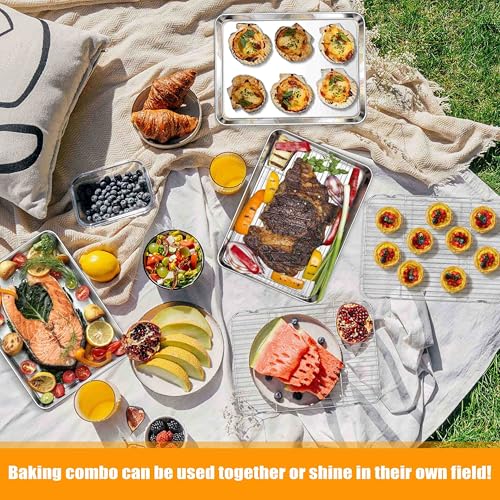 Homikit 20x14 Inch XL Stainless Steel Baking Sheet with Cooling Rack Set - size: 20x14x1.2