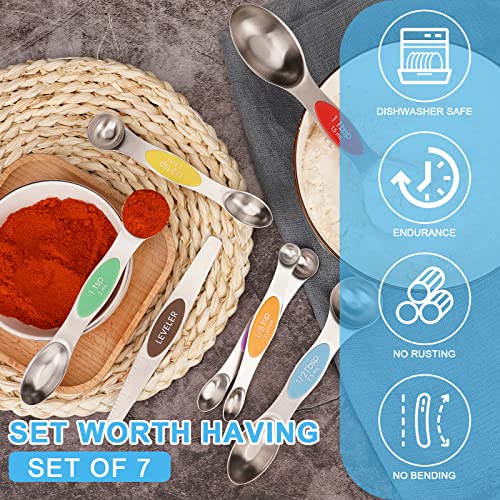 Aovchei 7 PCS MultiColor Magnetic Measuring Spoons Set - size: 7pcs-colorful