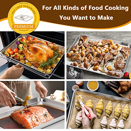 P&P CHEF Stainless Steel Baking Sheet with Rack Set for Cookie, 16 Inch - size: 16 Inch