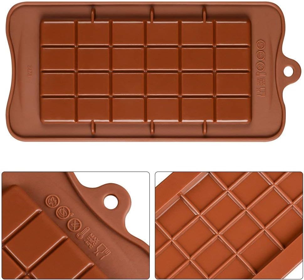 Break-Apart Chocolate Molds, 3 Pack Food Grade Non-Stick Silicone Chocolate Bar Mold, Candy Bar Energy Bar Molds for Protein and Energy DIY Handmade Gifts