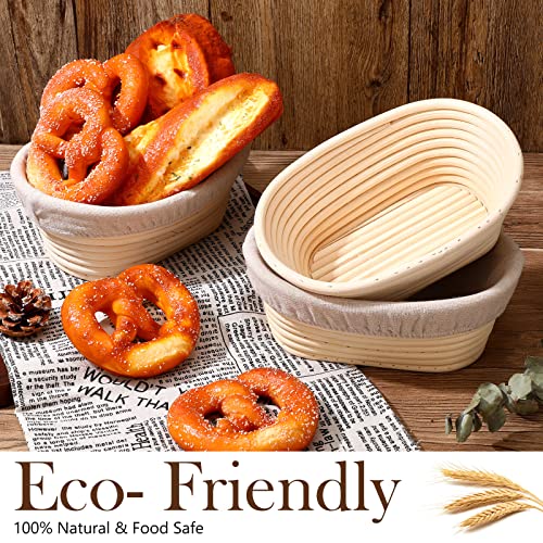 Eboot 4 Pack Bread Proofing Basket, 8 Inch Oval Banneton with Liner