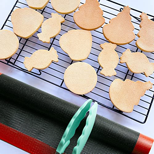 AMYONE Perforated Baking Mats, 2 PCS Eclair Silicone Mat for Half Sheet, Non-Stick Reusable Oven Liners for Making Bread/Pizza/Pastry/Cookie 11 5/8" x 16 1/2" - color: Red & Black