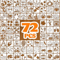 72 PCS Fall Stencils for Painting, 3x3 Inch Reusable Thanksgiving Stencils for Seasonal Home Art, Gourds Autumn Leave Turkey Thanksgiving Painting Templates on Wood, Window Door Decor DIY Decoration - style: 72PCS Thanksgiving