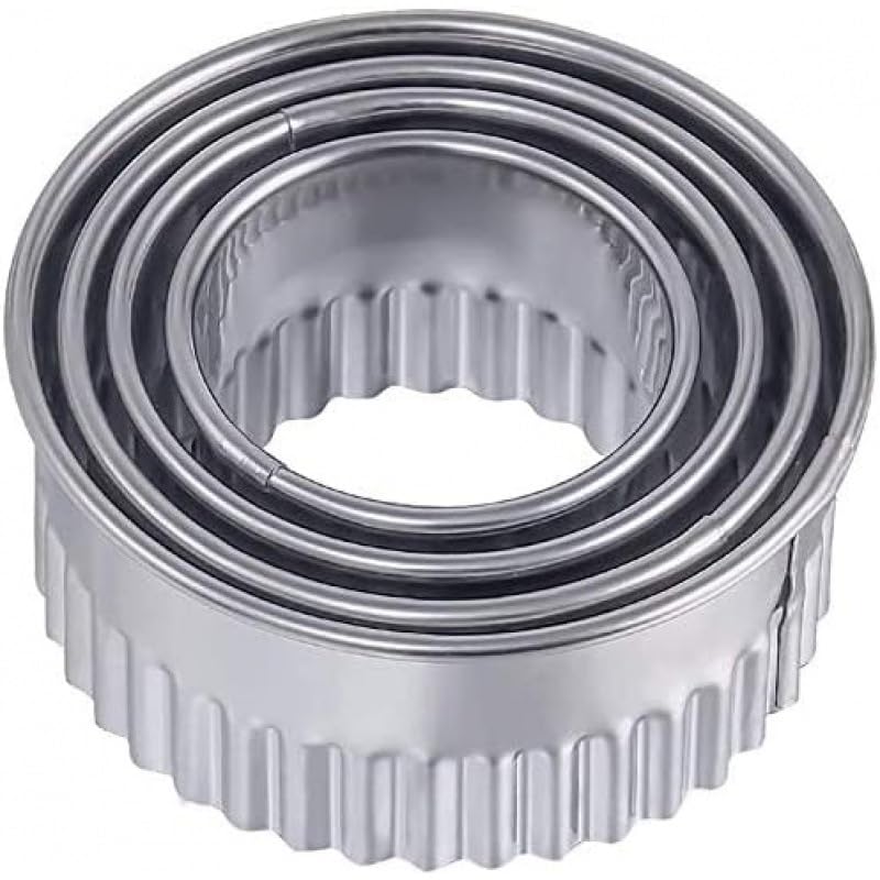 Stainless Steel Cookie Cutters Set of 4, Fluted Edge Round Pastry Cutters(Size: 1.8",2",2.6",3")