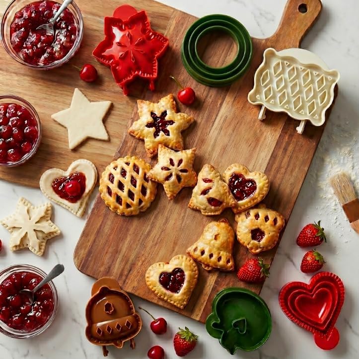 Holiday Mini Hand Pie Molds Set, Food-Grade ABS Non-Stick Maker (A+B-6Pcs) - color: A+B-6Pcs