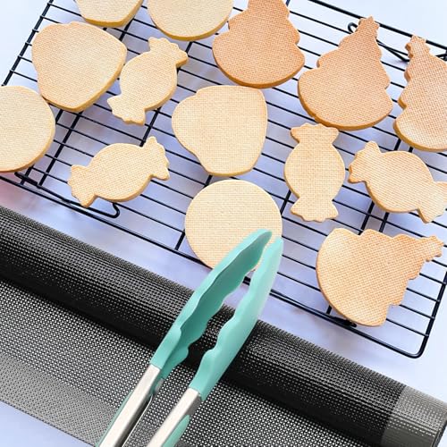 AMYONE Perforated Silicone Baking Mats, 2 PCS Gray Mesh Baking Mats for Half Sheet, Non-Stick Reusable Eclair Oven Liners for Homemade Bread/Pizza/Sugar Cookie 11 5/8" x 16 1/2", Deep Space Grey - color: Grey & Black