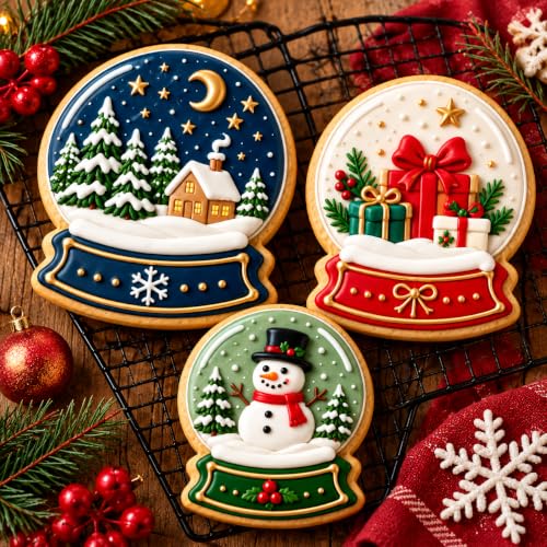 Christmas Winter Snow Globe Cookie Cutter Set - 3 Pieces In Graduated Size - Stainless Steel