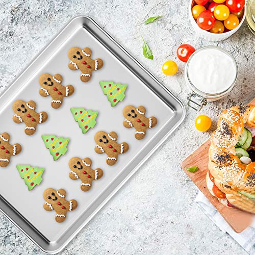 Wildone Sheet Pan Set Baking Sheet Cookie Sheet Baking Pan Toaster Oven Pans, 12 PCS Stainless Steel Baking Tray Cookie Pan, Heavy Duty & Dishwasher Safe, 9 x 6.7 x 1 Inches