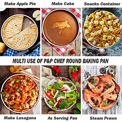 P&P CHEF 9.5 Inch Cake Pan, Stainless Steel Round Cake Pans, Silver & 4 Pcs - color: Silver, size: 9.5 Inch