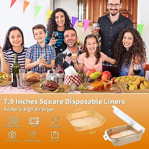 Air Fryer Liners Disposable Square for Ninja AF141 AF142 5Qt/Ninja AF181 AF182 6.5Qt, 100PCs 7.9in Non-stick Oil-proof Parchment Cooking Paper for Gourmia/Cosori/Chefman 5-8Qt Airfryer/Media 11 Quart - color: 100PCs Square Air Fryer Liners