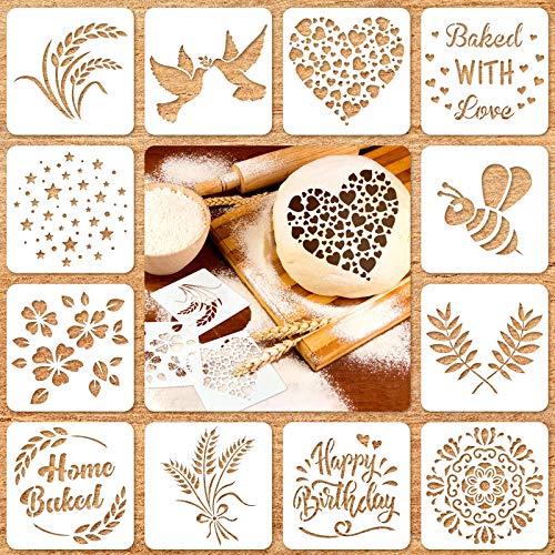 Patelai 12 Pcs Stencils for Bread Sourdough Baking Mold,5.9 x 5.9 Inch - size: 5.9 x 5.9 Inch
