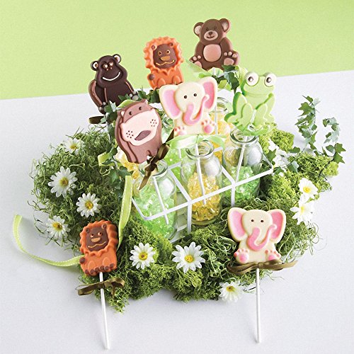 Animals Lollipop Mold with 20Pcs Sticks - MoldFun Frog Elephant Lion Hippo Monkey Bear Silicone Chocolate Candy Gummy Mold