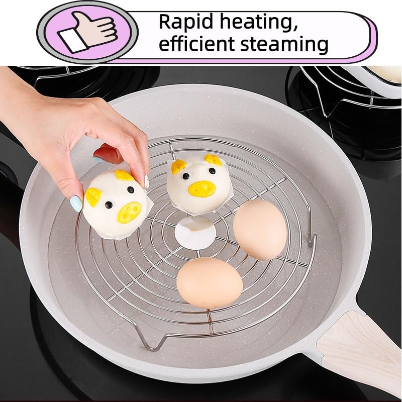 2Pcs Round Steamer Rack and Cooling Rack, Stainless Steel Steamer Rack, Steaming Baking Rack,For various cookware (+Anti scald clip tool, 7 * 20cm) - size: 7*20cm