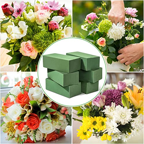 6 Pcs Floral Foam Blocks for Flower Arrangement (Larger Size 9” Lx4.3” Wx3” H) Wet and Dry Green Floral Foam for Wedding, Birthdays, Home Decorations (Pack of 2) - size: Large Size (Pack of 2)