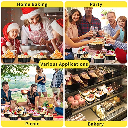 40 Pack 10oz Mini Cake Pans with Lids,Aluminum Foil Cake Tins - color: Black, size: 40 Pack 10oz