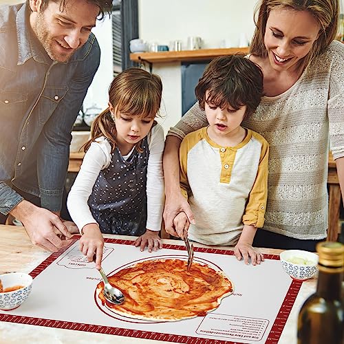 Silicone Baking Pastry Mat, Non Stick Dough Rolling Sheet with Measurement, Nonslip Kitchen Counter Mat, Oven Liner Mat Fondant Dough Kneading Mat for Making Cookies Macarons Bread Pizza - color: Red, size: 28"L x 20"W