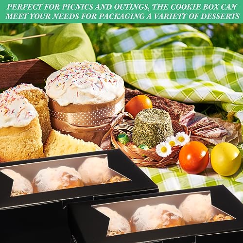 TaoBary 100 Pcs Cookie Bakery Boxes with Window 8x6x2.5,2 Style Bake, Black - color: Black