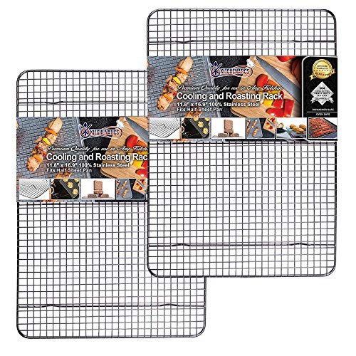 KITCHENATICS Half Sheet Cooling Rack Stainless Steel Oven Safe Set of 2 - size: 11.8" x 16.9" Half Sheet - 2 PCS