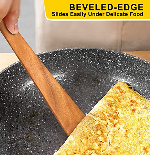 Teak Wooden Spatula for Cooking Spoon Non Toxic Kitchen Utensil Spurtle - size: 1 Piece (12 Inches)