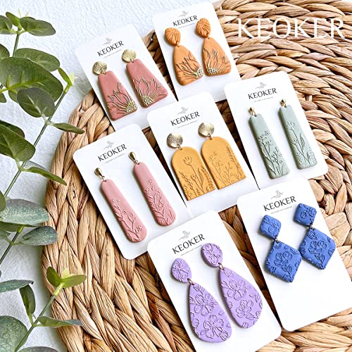 Keoker Polymer Clay Texture Sheets, Clay Texture Mat for Making Earrings Jewerly, Polymer Clay Texture Roller (No. 4 Floral) - color: （4）