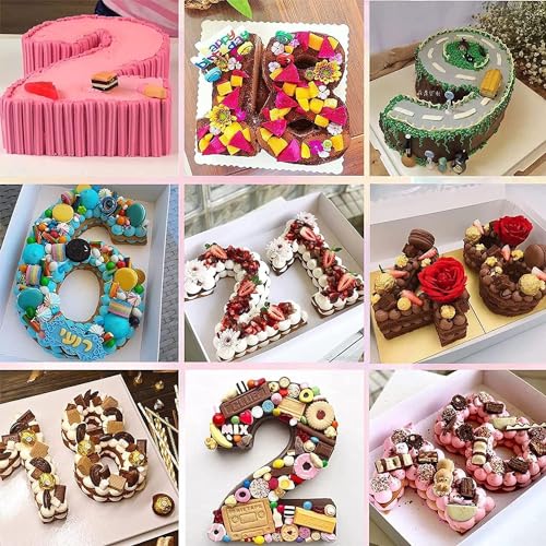 Ducodocu Silicone Number Cake Pan Large 3D Number Cake Mold Baking Forms Novel Cake Tins DIY Baking Mold for 15/51th Birthday Wedding Anniversary 10 inch Number of 1&4 Grey, Purple - size: 1&4