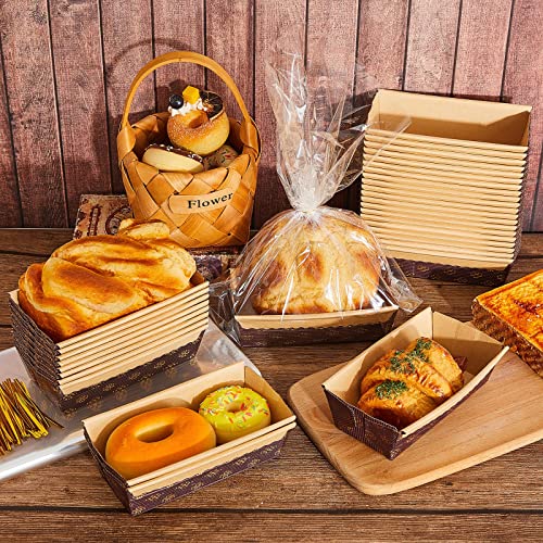 Tessco for you 75 Sets Disposable Paper Loaf Pans Mini Brown 6x2.5x2 in
