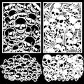 Yinder 4 Pcs Skull Stencils Skull Background Airbrush Stencil Art Template Design DIY Craft Paint Stencils for Airbrush Painting on Wall, Wood, Canvas