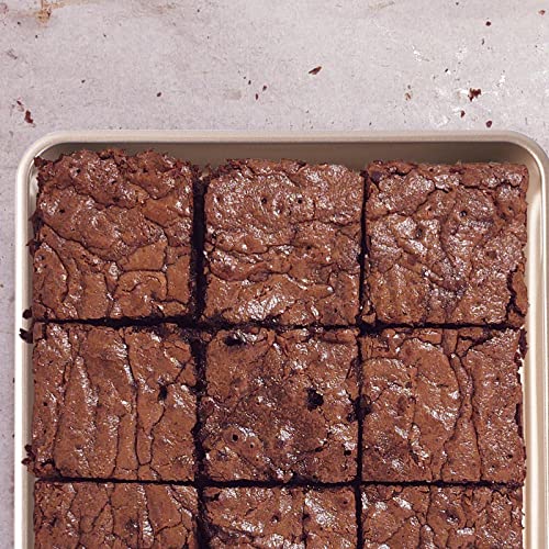 Nonstick Roasting Pan, Deep Baking Pan Set, Large Cake Pan Sets for Oven, 3-Piece Brownie Pan （Gold） - color: Gold