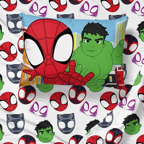 Sunny Side Up Spidey & His Amazing Friends Full Sheet Set - 4 Piece Kids Bedding Set Includes Pillow Cover - Super Soft Superhero Microfiber Sheets Features Miles Morales & Ghost Spider - color: Multi - Spidey & Friends, size: 4 Piece Full