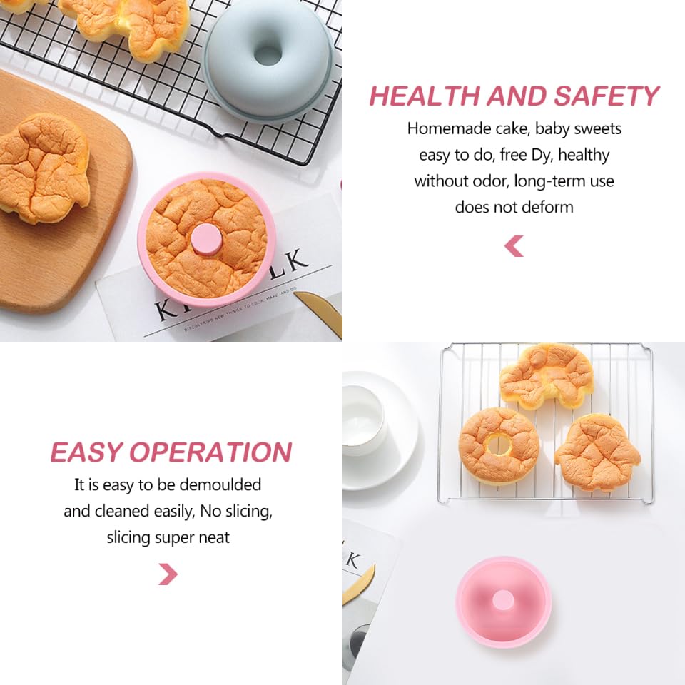 Cabilock 2-Pack Food Grade Silicone Donut Molds 4.52 Inch Non-Stick Baking Pans for Homemade Donuts and Cakes Reusable Bakeware for Making