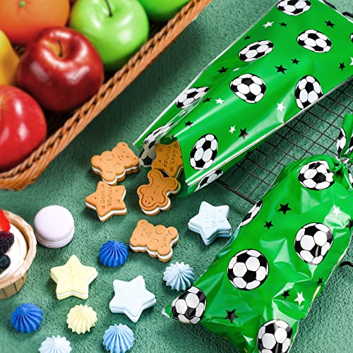 Blulu 100 Pcs Soccer Treat Gift Bags with Ties, Sport Goodie Bags, Green - color: green