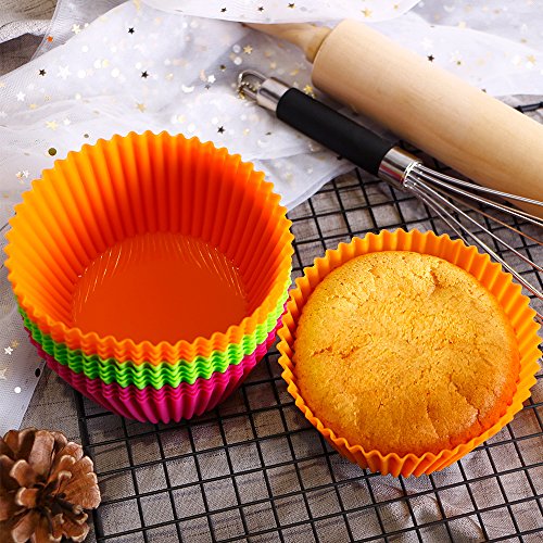 Webake Silicone Baking Cups, 4.3 nch Jumbo Nonstick Cupcake Liners 12-Pack - size: 4.3"