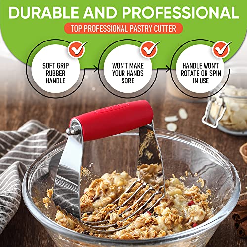 Spring Chef Medium Dough Blender Hand Tool - Durable Pastry Cutter - Red - color: Red, size: 3" Medium