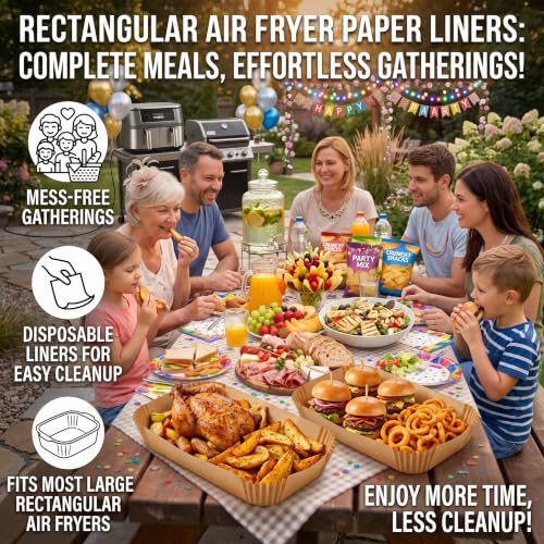 Air Fryer Liners Disposable Rectangular. 125pcs Virgin Pulp Parchment Paper for 4qt-8qt Air Fryer.Food Grade,Non-stick, Oil-proof & Heat Resistant for Baking,Microwave,Cooking & Deep Fryer Accessories
