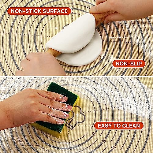 DANIA & DEAN 26"x16" Extra Thick Silicone Baking Mat for Pastry and Bread - color: Gray, size: 26"L x 16"W
