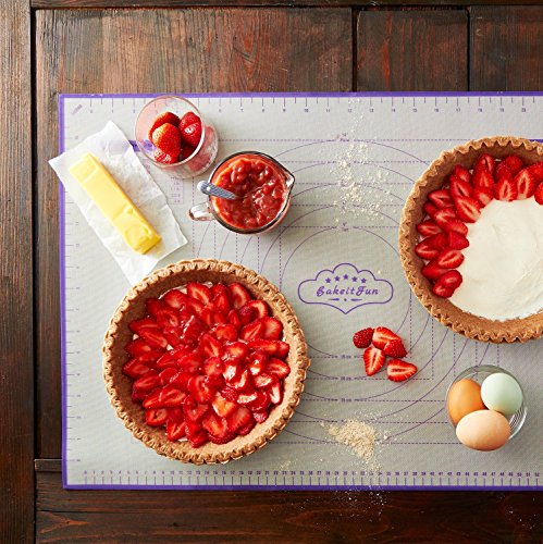 Silicone Pastry Mat Large, 26 x 18 inches. Nonstick Rolling Mat with Measurement Markings in Inches and Centimeters, Conversion Charts, BPA Free, Dishwasher Safe, Heat Resistant to 450°F - size: Large