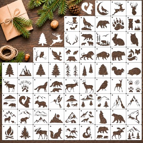 65 Pcs Small Animal Stencils for Cafts,Reusable 3”Animal Wood Burning Stencis for Painting on Wall Card Rock Wood Signs Coasters Canvas Home Decor (3 inch Small Animal) - color: 65 Pcs Animal