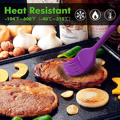 HOTEC 600°F Heat Resistant Silicone Basting &Pastry Brushes, Purple 2 - color: Purple