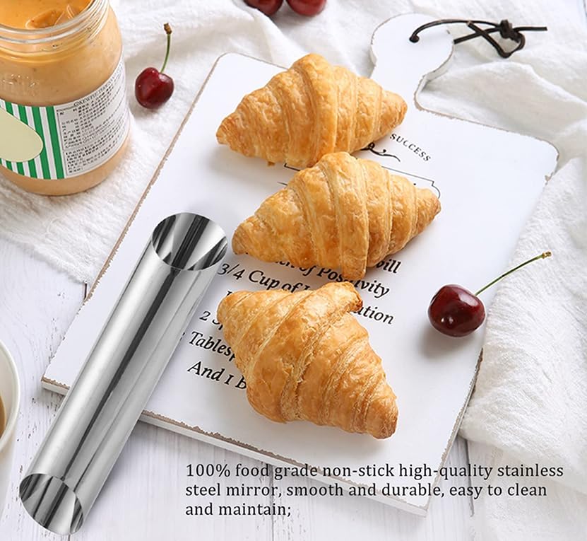 12pcs Cannoli Tubes, Stainless Steel Cannoli Forms Tubes Kits, Roll Horn Forms, Non-stick Baking Molds for Cannoli Shell, Brioche Rolls, Croissant Toas, Cream Roll, Croissant(Round) - size: 12pcs Round