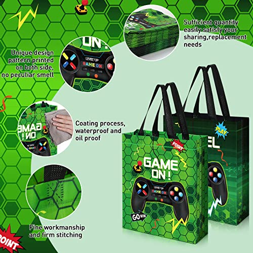 Sweetude 30 Pcs Video Game Gift Bag with Handle Game Party, Green - style: Green