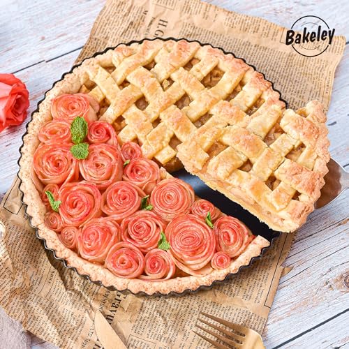 10-Inch Round Tart Pan with Loose Removable Bottom, Non-Stick Carbon Steel Quiche Pan for Oven Baking (Black) - size: 10" Round (Black)