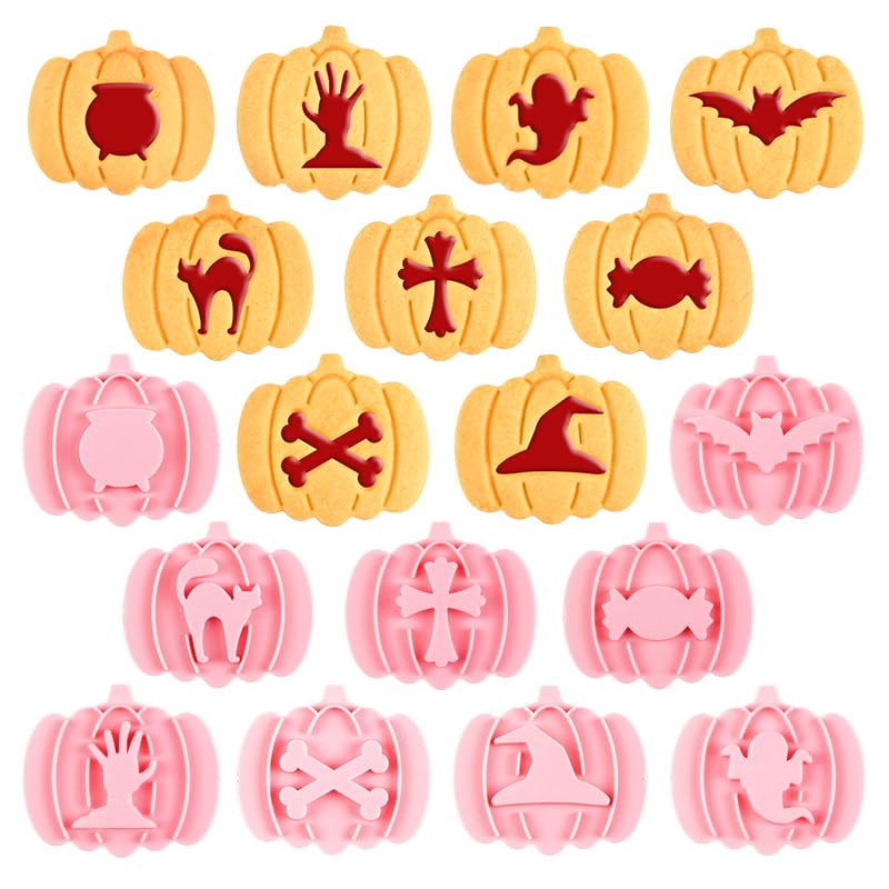 BESEK Halloween Cookie Cutters: 9 shape Pumpkin Cookie Cutter, Halloween Holiday Decorative Party Supplies for Biscuit Baking - color: Pumpkin