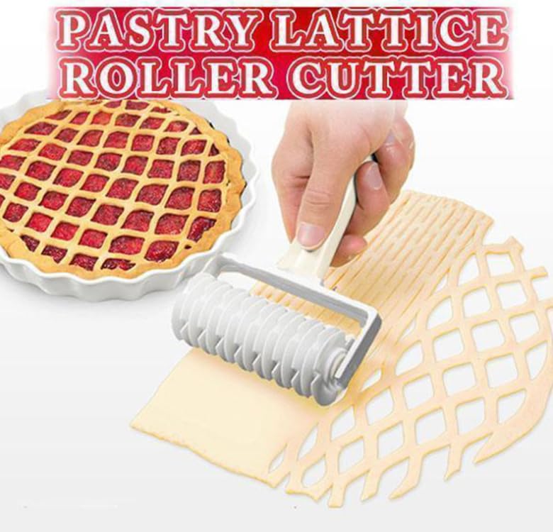 Dough Lattice Craft Roller Cutter Large Baking Tool Cookie Pie Pizza Bread Pastry (Large)