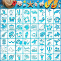 Augshy 56 Pack Summer Stencils for Painting, 3 Inch Beach Crafts Template - style: Hawaii