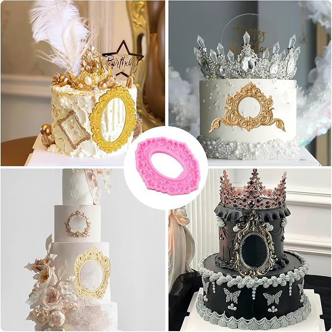 Mujiang Picture Frames Silicone Molds Photo Frame Fondant Mold Set Of 4 - color: Style F
