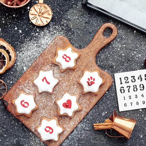 6x6in Alphabet Letter & Number Cookie Stencils for Royal Icing & Sugar Cookie Decoration - 16 Pcs Assorted Sizes - style: Alphabet 1